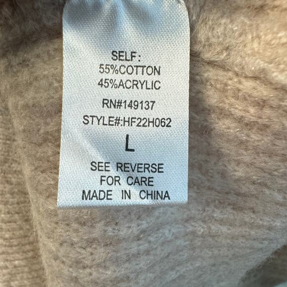 HYFVE Beige Oversized V-Neck Sweater Women’s Size Large Cozy Knit Pullover - Picture 6 of 6